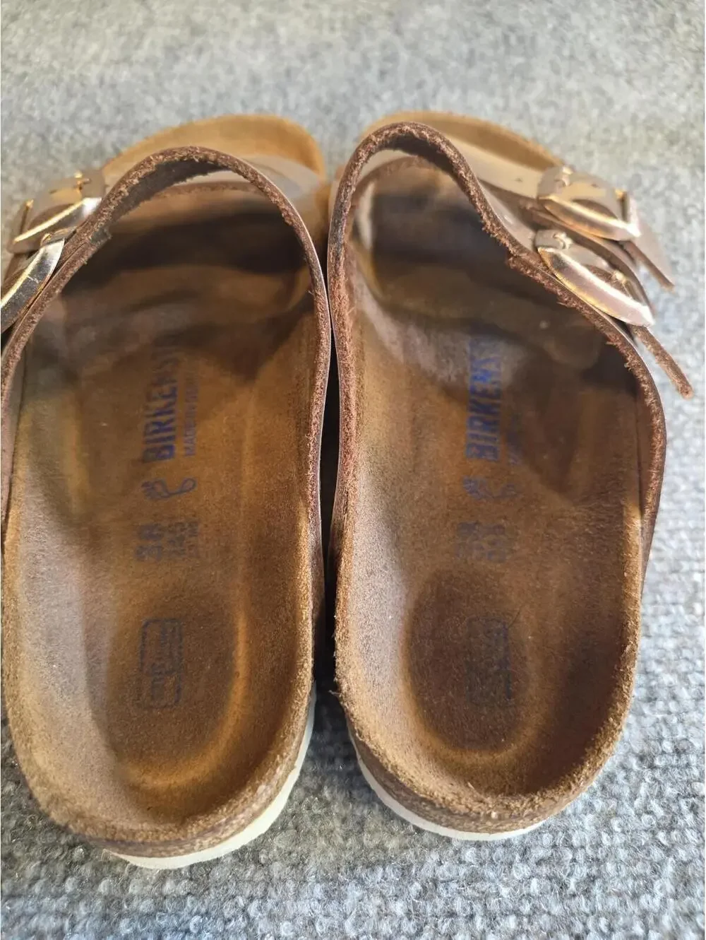 Birkenstock Metallic Copper Arizona BS Slip On Slide Sandals Sz 38 US 7-7.5 - Picture 9 of 12